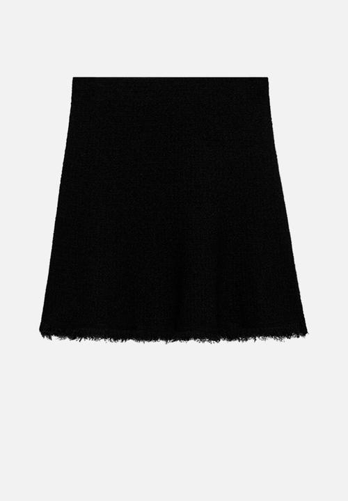 MANGO - Skirt fringes - black