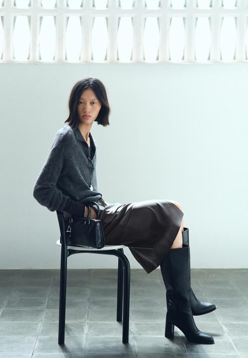 MANGO - Skirt pencil - dark brown