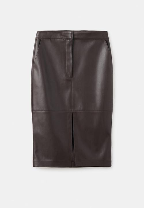 MANGO - Skirt pencil - dark brown