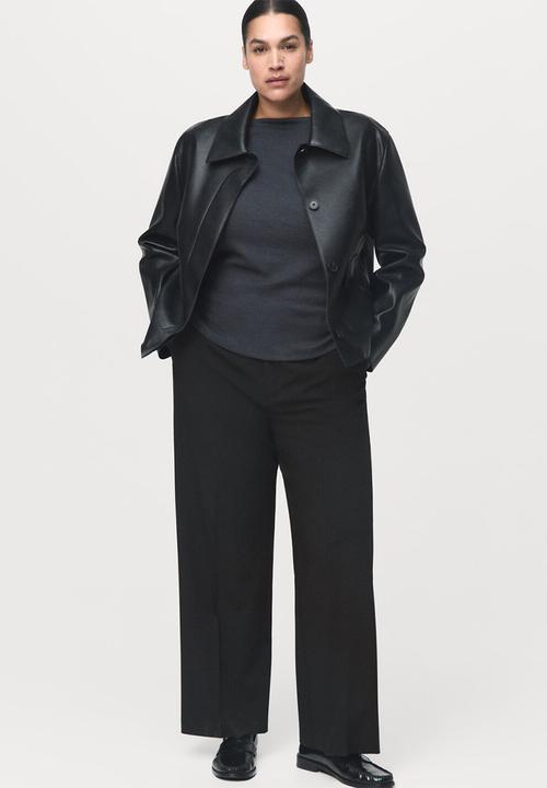 MANGO - Trousers pau - black