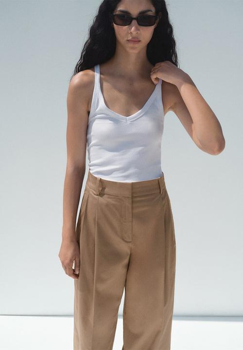 MANGO - Trousers Mila - Light Beige