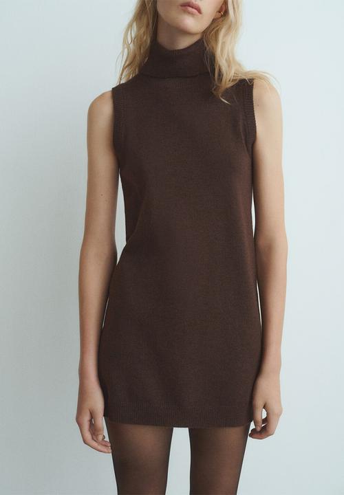 MANGO - Dress nekke - dark brown