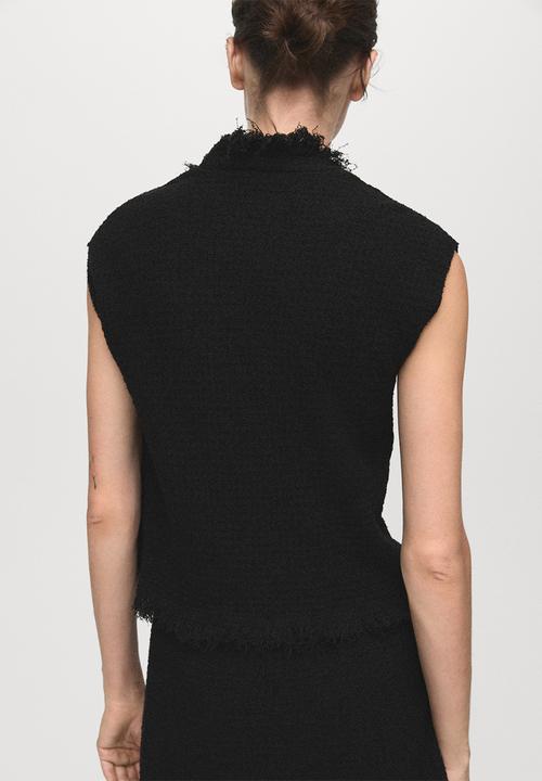MANGO - Top fringes - black