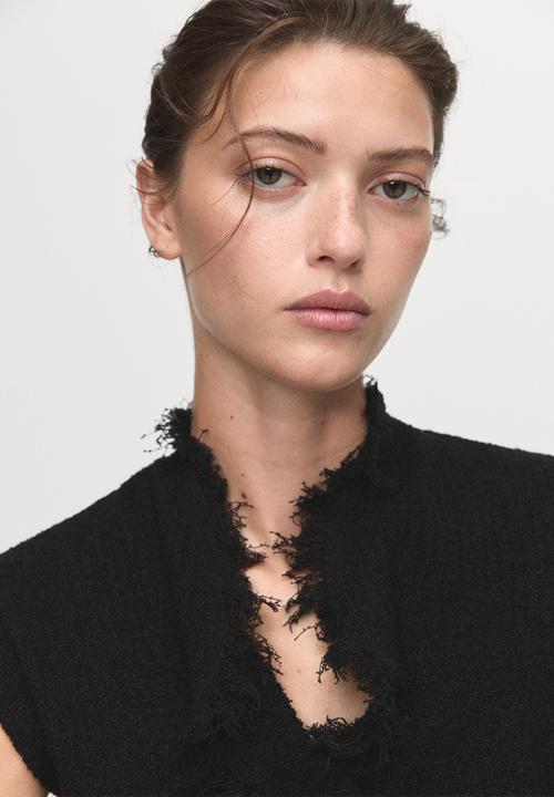 MANGO - Top fringes - black
