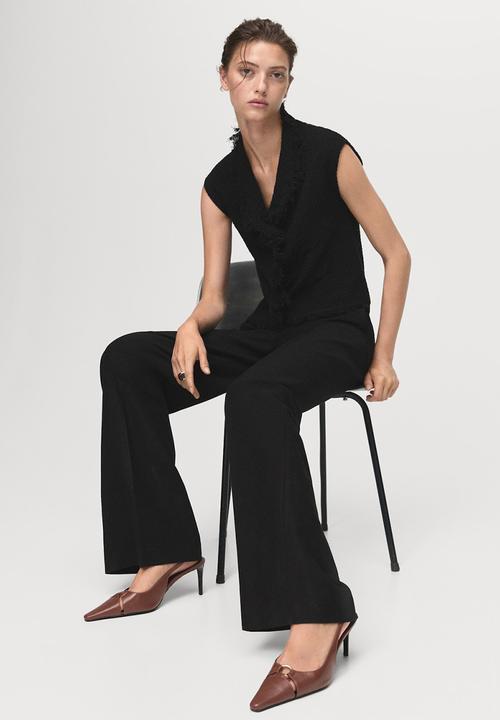 MANGO - Top fringes - black