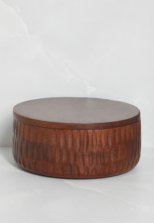 Carved Wooden Trinket Box - Natural