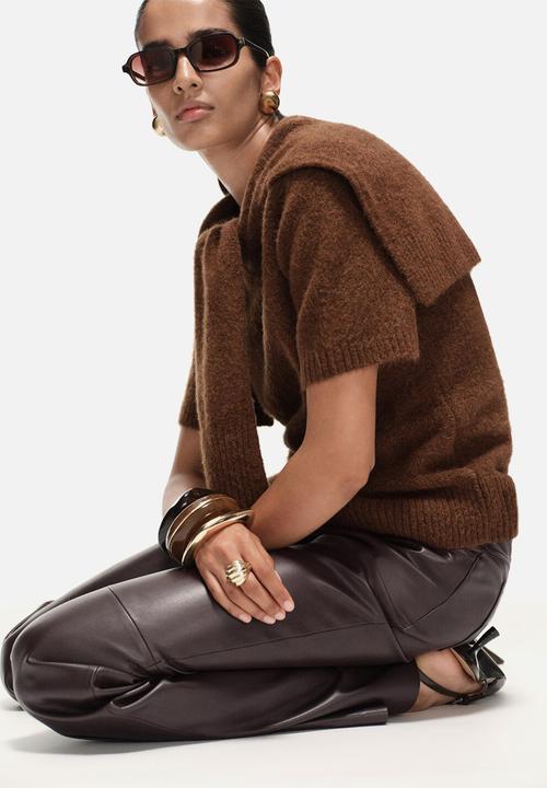 MANGO - Trousers connie - dark brown
