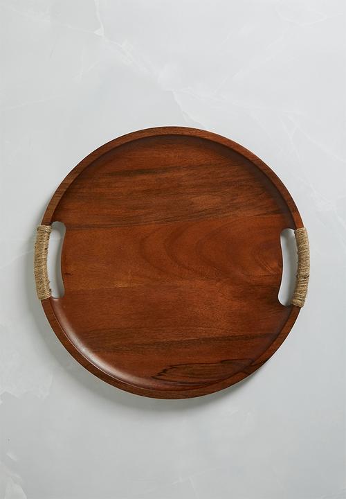 Round Wooden Drinks Tray - Natural