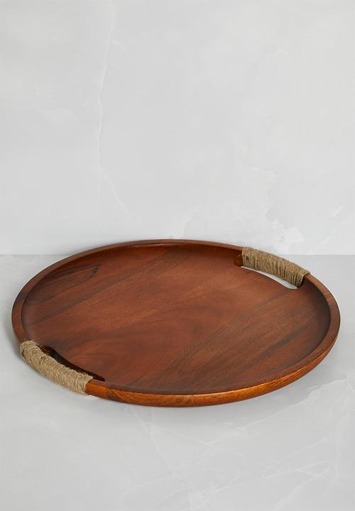Sixth Floor - Round Wooden Drinks Tray - Natural