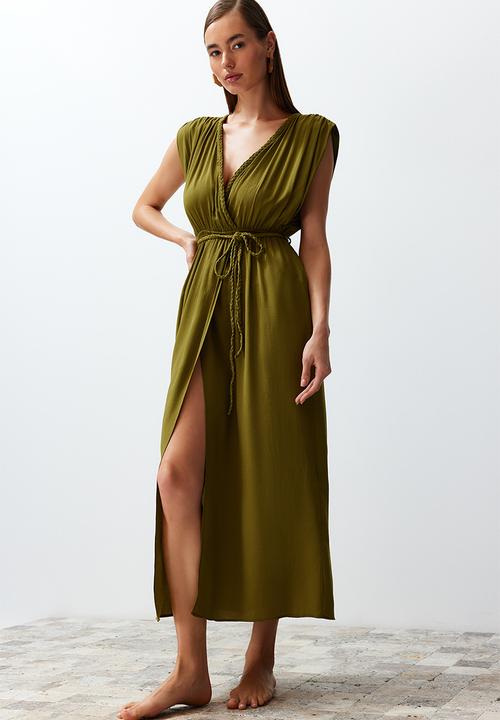 Trendyol - Midi Woven Dress - Green