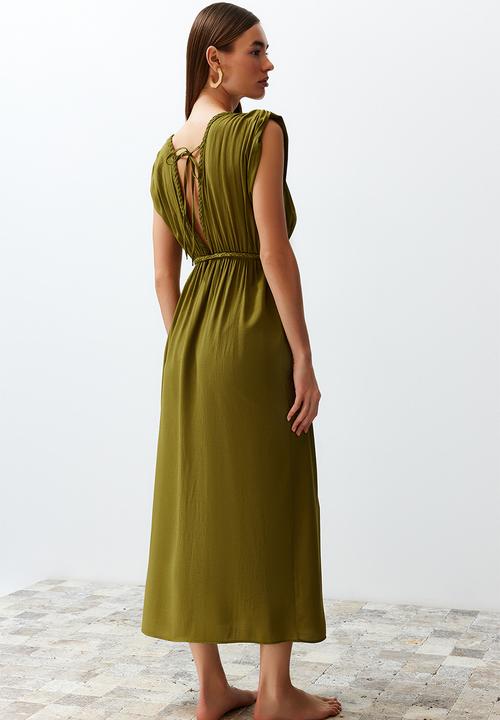 Trendyol - Midi Woven Dress - Green