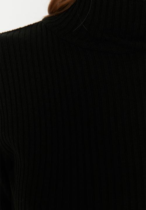 Trendyol - Mini Knit bodycon High Neck Dress - Black