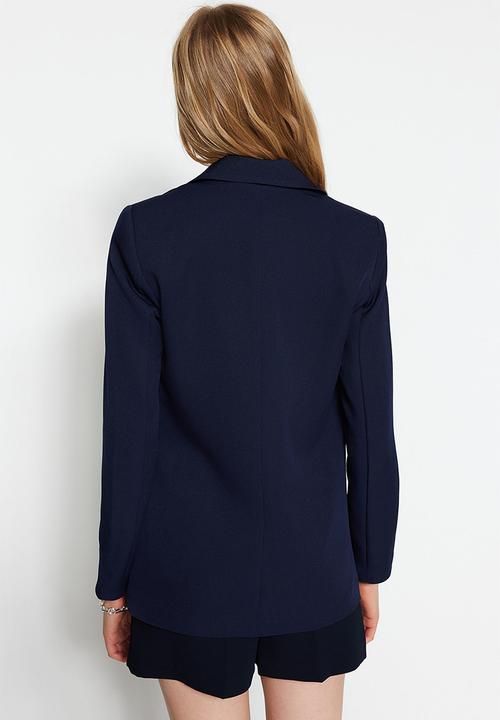 Trendyol - Regular Woven Blazer Jacket with Lining Details - Navy Blue