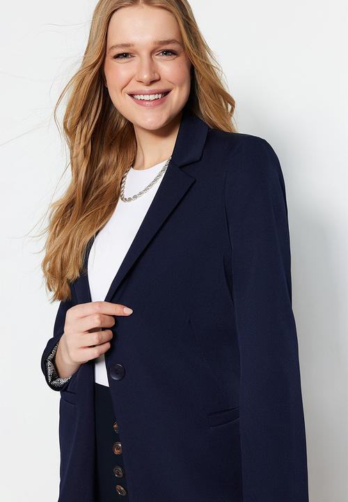 Trendyol - Regular Woven Blazer Jacket with Lining Details - Navy Blue