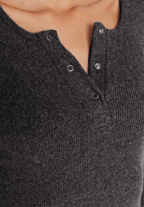 Trendyol - Mini Knit Bodycon Ribbed Dress - Grey