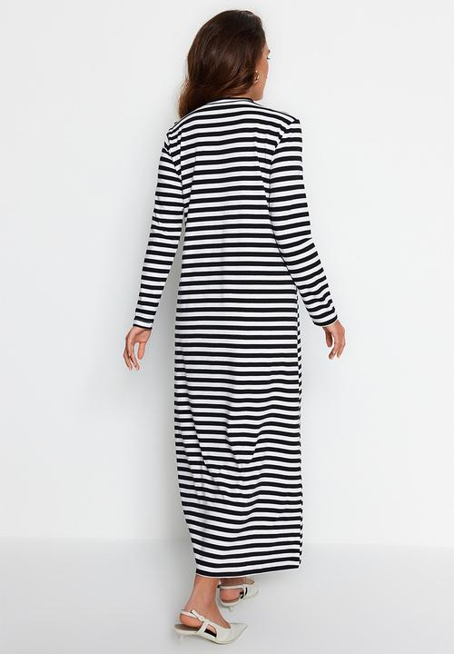 Maxi Striped Knit Dress - Black