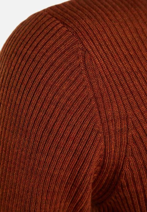 Trendyol - Midi Knit Tie Self Cloth Belt Dress - Copper Brown
