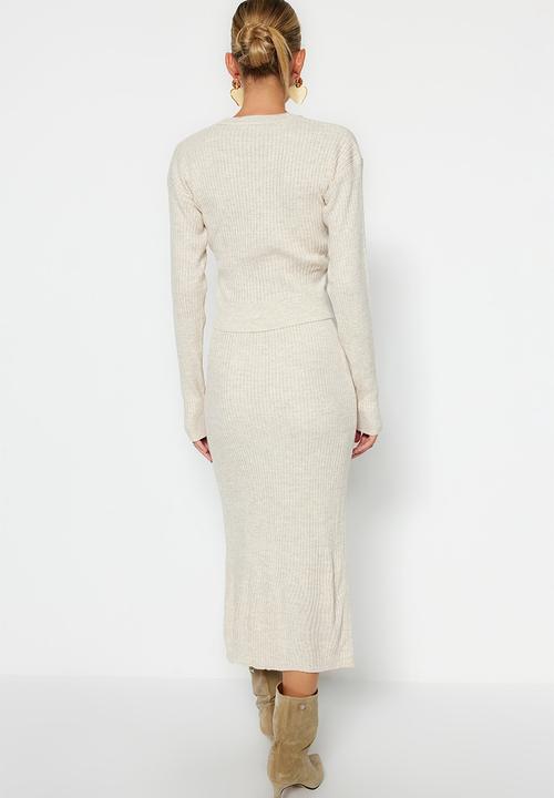 Trendyol - Crop Knitwear Set  - Stone