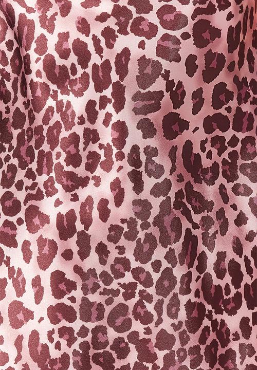 Trendyol - Leopard rope satin nightdress - pink-multicolor