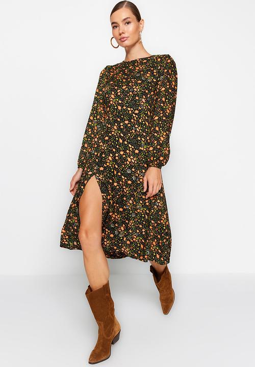 Trendyol - Midi Woven Dress - Floral Multi