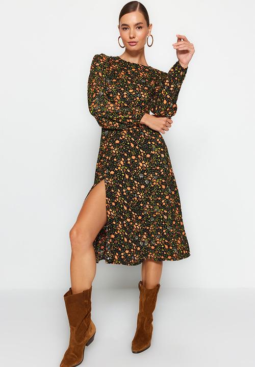 Trendyol - Midi Woven Dress - Floral Multi