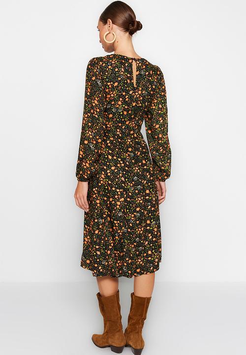 Trendyol - Midi Woven Dress - Floral Multi