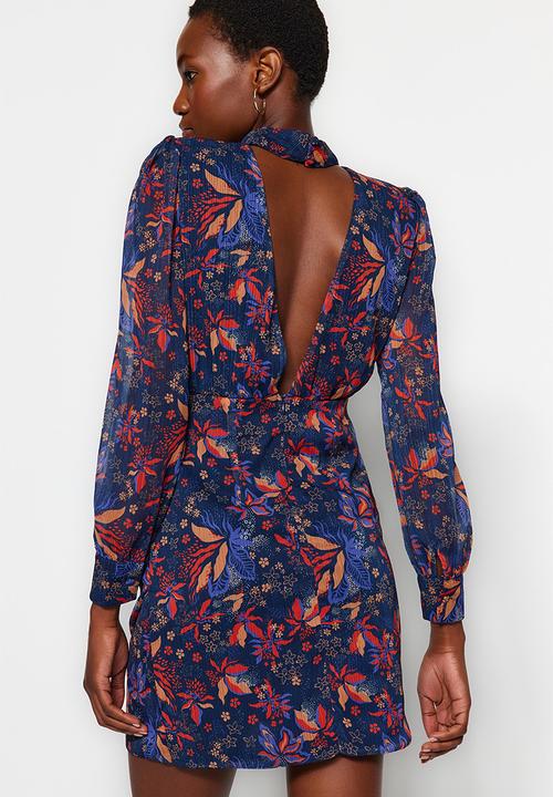 Trendyol - Mini Woven A line Open Back Dress - Multi