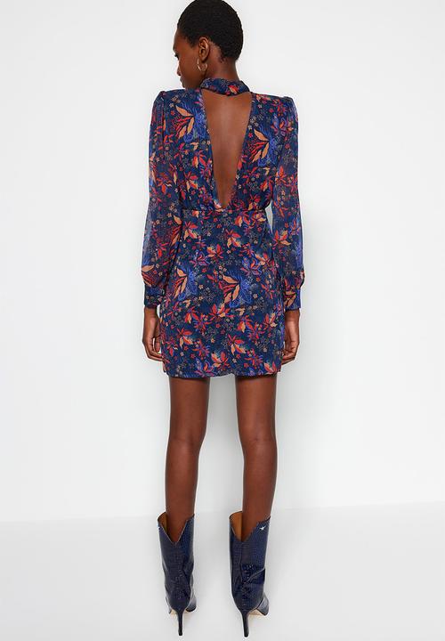 Trendyol - Mini Woven A line Open Back Dress - Multi