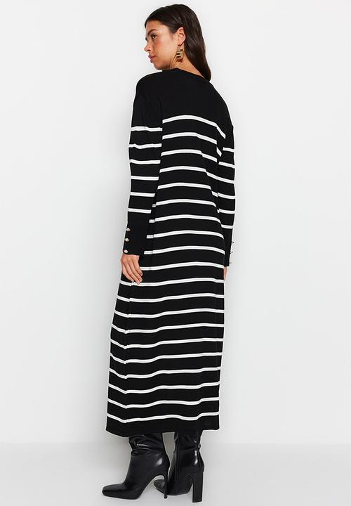Trendyol - Maxi Aline Striped Knitwear Dress - Black