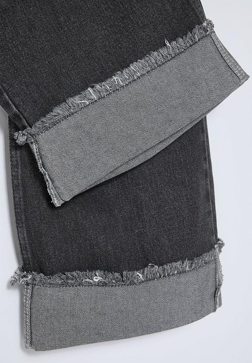 Trendyol - Plus size high waist wide leg jeans - gray