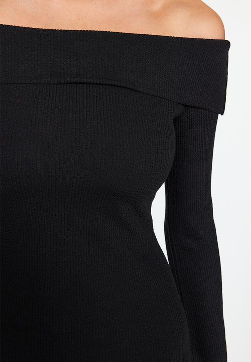 Trendyol - Midi Pencil Knit Dress - Black