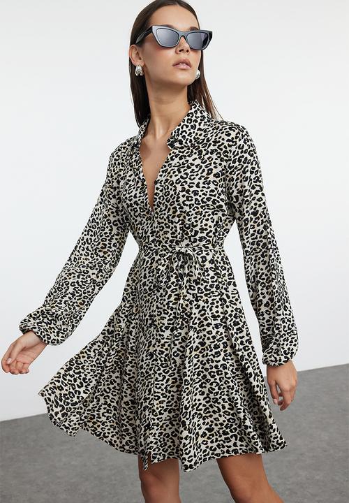 Trendyol - Mini Aline Woven Dress - Animal Multi