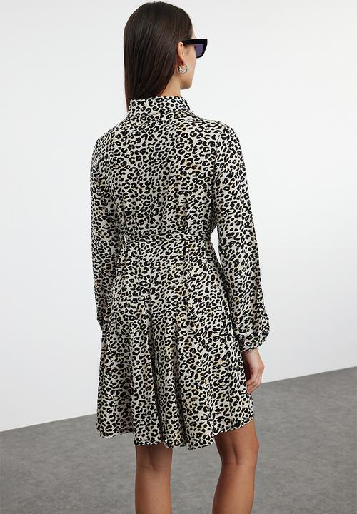 Trendyol - Mini Aline Woven Dress - Animal Multi