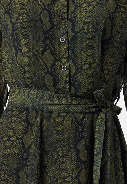 Trendyol - Mini Aline Woven Collar Dress - Green