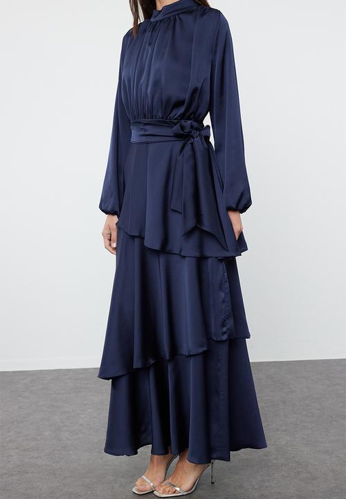 Trendyol - Maxi A line High Neck Woven Dress - Navy