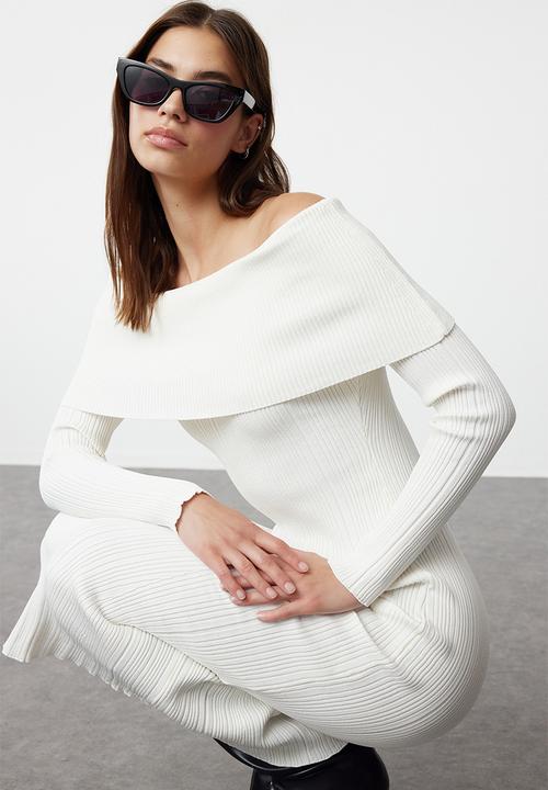 Trendyol - Midi Pencil Knitwear Dress - Ecru