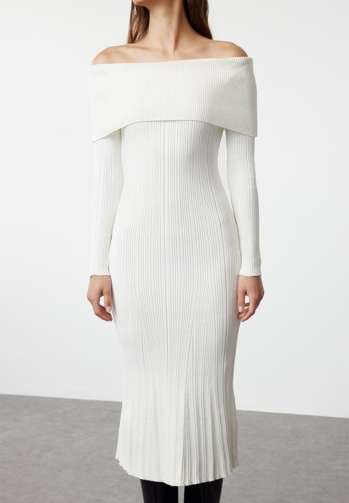 Trendyol - Midi Pencil Knitwear Dress - Ecru