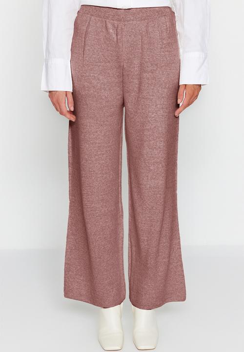 Trendyol - Knitwear Cardigan and Trousers Set - Pearl Button - Dried rose