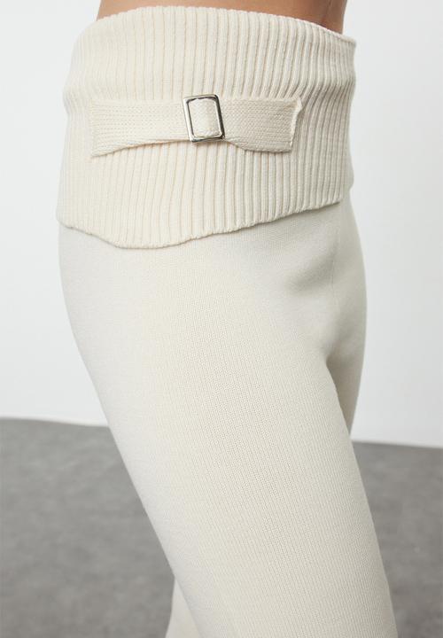 Trendyol - Special Thread Hooded Knitwear Bottom-Top Suit Set - Stone