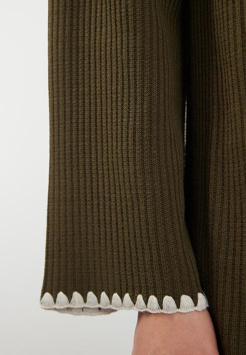 Trendyol - Maxi Straight cut knitwear Dress - Khaki
