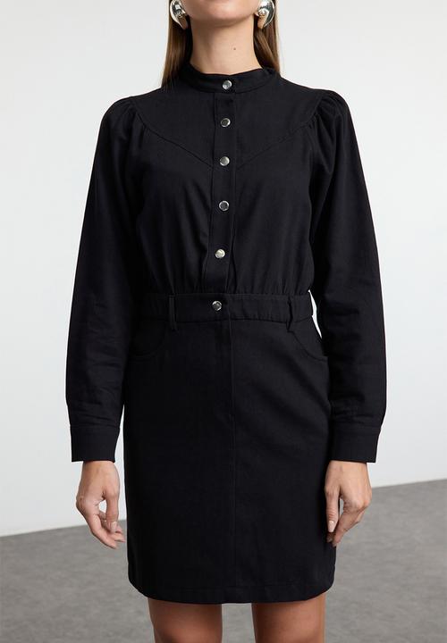 Trendyol - Mini Woven Btn Dress - Black