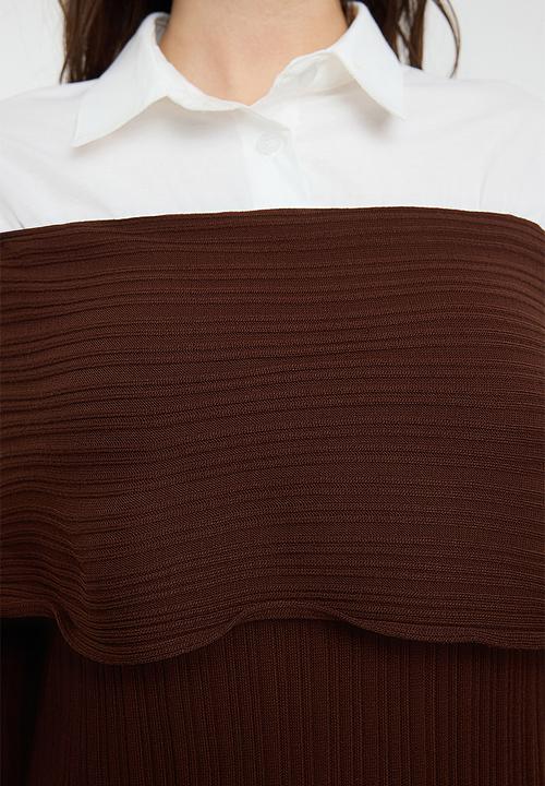 Trendyol - Maxi knit Drop Shoulder Dress - Brown