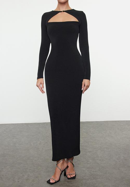 Trendyol - Maxi Knit Bodycon Formal  Dress  Dress - Black