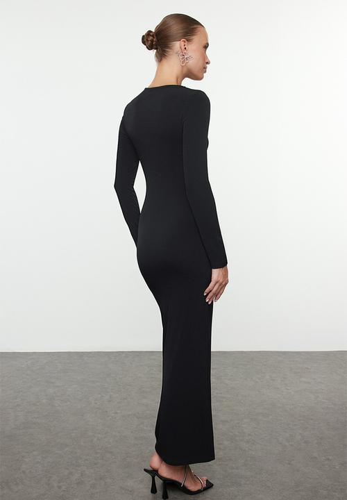 Trendyol - Maxi Knit Bodycon Formal  Dress  Dress - Black