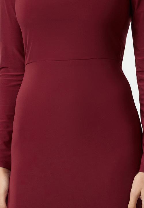 Trendyol - Midi Straight Cut Knit Dress - Red