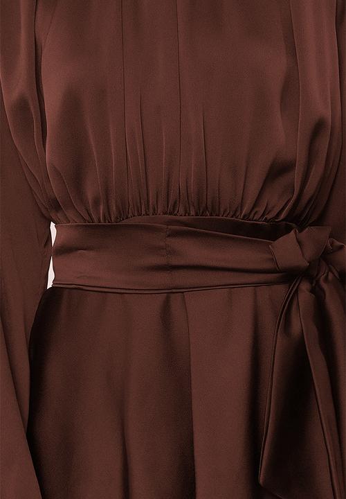 Trendyol - Maxi A line High Neck Woven Dress - Burgundy