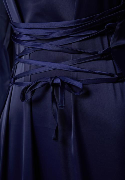 Trendyol - Maxi A line Satin Woven Dress - Navy