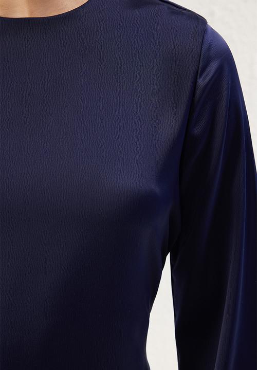 Trendyol - Maxi A line Satin Woven Dress - Navy