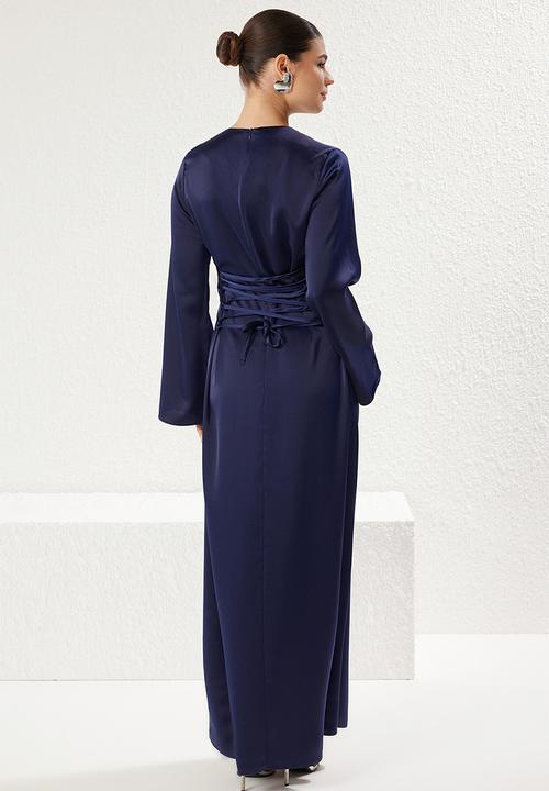Trendyol - Maxi A line Satin Woven Dress - Navy
