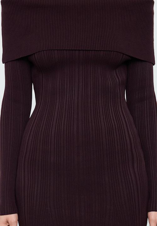 Trendyol - Midi Pencil Knitwear Dress - Plum